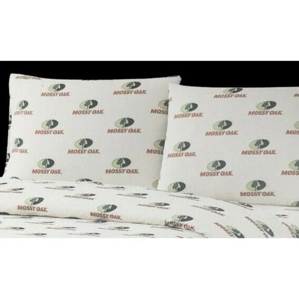 Mossy Oak Logo Pillowcases Standard Queen Cabin Hunting 20x30 Camp Set Of 2
